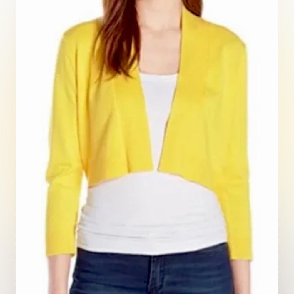 Calvin Klein Yellow Cropped Shrug Cardigan M